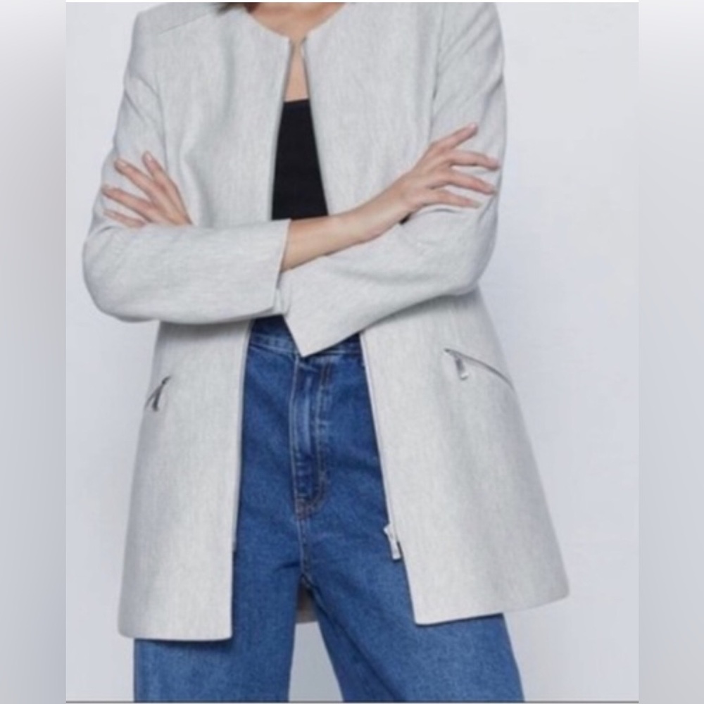 NWT Zara flecked zip front Frock coat - Picture 5 of 16
